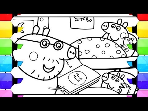 Daddy Pig is telling a story to Peppa and George Pig Drawing Easy, Peppa Pig Drawing and Coloring