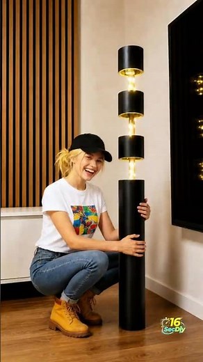 Paper Tubes + LED Lights = Modern DIY Floor Lamp.
