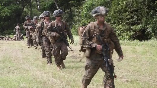 U.S. Marines with 3rd Battalion, 5th Marine Regiment, 31st Marine Expeditionary Unit (MEU), conduct Exercise Dark Horse at the Jungle Warfare Training Center, Okinawa, Japan, Oct. 18. Exercise Dark Horse was a battalion-wide field exercise that incorporated Expeditionary Advanced Base Operation concepts against potential enemy maritime forces. The 31st MEU, the Marine Corps' only continuously forward-deployed MEU, provides a flexible and lethal force ready to perform a wide range of military ope