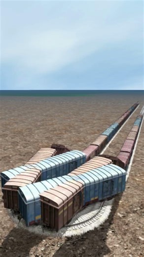 Dangerous Funny Train Crossing On Massive Railroad 💥 Funny BeamNG.Drive simulator #shorts