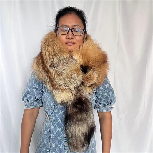 Fluffy Red Brown Fox Fur Scarf Stole: 45" Real Fur Wrap - Etsy Hong Kong