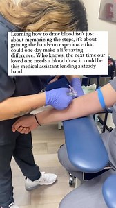 1.8K views · 41 reactions | Learning how to draw blood isn’t just about memorizing the steps, it’s about gaining the hands-on experience that could one day make a life-saving difference. Who knows, the next time our loved one needs a blood draw, it could be this medical assistant lending a steady hand. Our DMs are always open for any questions  #medicalassistant #blooddraw #phlebotomy | Medical Career Academy | Facebook