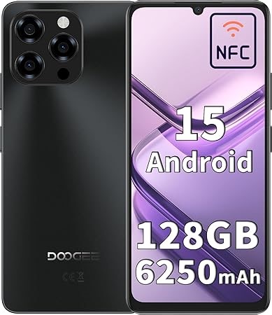 DOOGEE Note 58 Handy Ohne vertrag, Android 15, 32GB+128GB/2TB TF, 6.75’’ HD+ 90Hz, 6250mAh, 16MP+8MP, Smartphone, Octa Core CPU, Dual SIM, Face ID, NFC/GPS/OTG