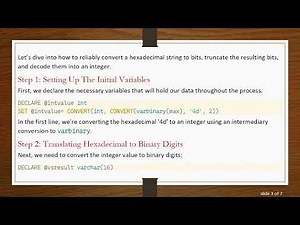 How to Truncate Hexadecimal Input to Bits in SQL