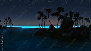panoramic of tropical beach at night. made with the one 360 ​​degree lense on moving camera without any seams. 360 ready for virtual reality