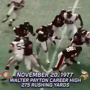 1.8K views · 129 reactions | On November 20, 1977 Chicago’s Walter Payton rushed for a career high (and then NFL record) 275 yards while battling the flu and a 101 degree temperature! Payton carried the ball 40 times for 275 yards and a touchdown in what was a 10-7 Bears victory over the Vikings at Soldier Field! #WalterPayton #Sweetness #Payton34 #DaBears #ChicagoBears #FluGame | Davenport Sports Network | Facebook