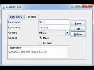 JAVA Swing - Creating Tabbed structures using JTabbedPane