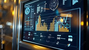 Futuristic control panel featuring charts, graphs, and key performance indicators - kpis - delivering real time insights to boost efficiency and productivity in modern factories