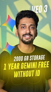 23K views · 53 reactions | Gemini free for 1 year Google is offering free access to its premium Google AI Pro plan, typically priced at Rs 19,500 annually, to Indian college students aged 18 and above. Get access to Google’s advanced AI tools. The offer includes 2TB of cloud storage across Google Drive, Gmail, and Google Photos, plus enhanced NotebookLM features with 5x higher limits for notebooks and sources. #gemini #veo3 #googlegemini #geminipro #geminiai | Tech One Malayalam | Facebook