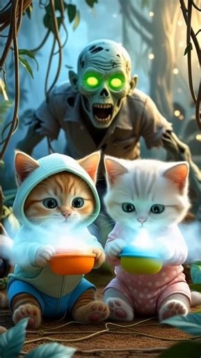 cutie cats laughing fart with zombie #fart #laughing #funny #comedy #cats #shortvideo