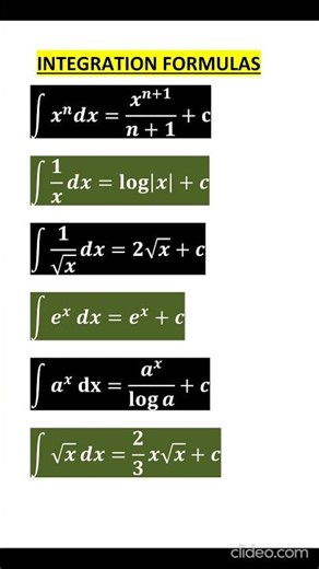 INTEGRATION FORMULAS
