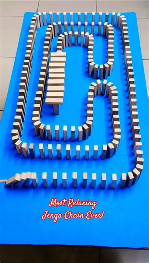 Watch this Most Relaxing Jenga Chain Ever Build 😌 #shorts #jenga #chainreaction #relaxing