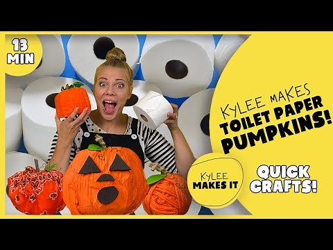 Kylee Makes Toilet Paper Pumpkins | Easy Halloween Toilet Paper Roll Crafts for Kids