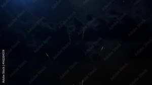 A set of slow motion fireworks on black background, isolated sequence animation without cropping, collage of colorful fireworks exploding in the night sky.