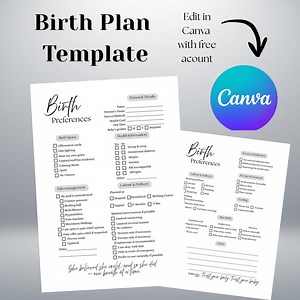 Customizable Birth Plan Template, Printable Birth Plan, Editable Birth Plan, Childbirth Plan, Pregnancy Essentials, Mom to Be - Etsy Canada
