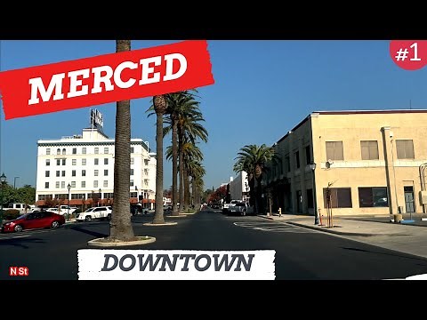 Merced California, Driving Downtown, USA 2021