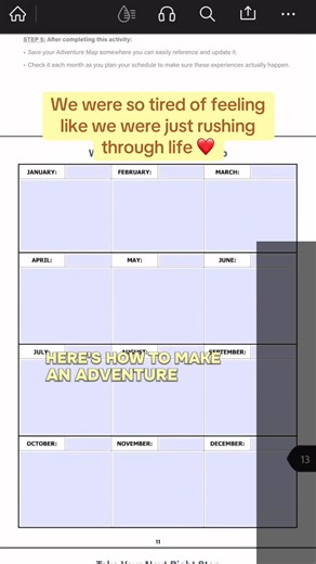 🤘I came up with this for us, but thought it might be something you and your spouse could use too… 👉 Just follow the simple steps below to try this with your spouse OR ❤️ If you want this free fillable Adventure Map (and 2 activities that go along with it) — I put the Family Adventure Pack in my bio! The fun way to make a Family Adventure Map with your spouse: 1️⃣ Each of you grab a sheet of paper and copy the layout from the video. 2️⃣ On your own Adventure Map, write the year next to each mon