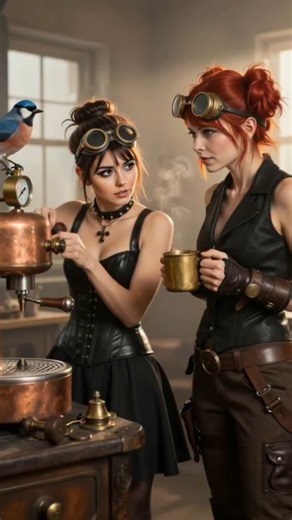 Felicity Lovejoy on Instagram: "Good morning, darlings! It started as a quiet moment in the workshop, until the coffee machine decided it had a personality of its own. Steam everywhere, panic in tiny blue wings, and us standing there, knowing this was about to become an adventure. So we wandered out into the city, past humming gears, letting curiosity lead the way. The market buzzed with life and clinking parts, and somewhere between laughter and searching hands, the missing pieces found us. We