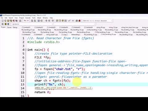 Lecuter: 153 |•File Handling character reading using fgetc function| step by step explaination