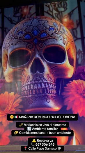 🌞🇲🇽 MAÑANA DOMINGO EN LA LLORONA 🎺 Mariachis en vivo al almuerzo 👨‍👩‍👧‍👦 Ambiente familiar 🌮 Comida mexicana buen ambiente ⚠️ Reserva ya 📞 667 306 345 📍 Calle Pepe Dámaso 19