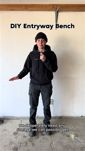 DIY Entryway Bench! I looked and looked for inspiration on how to build this bench and I didn’t like anything that I found, or they weren’t the right size that I was looking for We needed more shoe storage and somewhere to keep my girl friends bags off the ground 🤷‍♀️ This gives us a LITTLE bit more storage I might need to build a coat/purse hanger next 🤔 Usually when I build anything, I don’t think (or write anything down), I just do 😆 There are plenty of plans out there though! So this is w