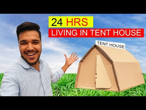 24 Hrs Living In Tent House Challenge | Living For 24 Hrs In Bamboo Tent house With Minimum Food |