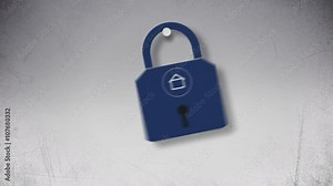 Abstract blue lock with house symbol flat animation.