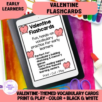 Valentine’s Day Flashcards | Valentine Vocabulary Cards | Print & Go