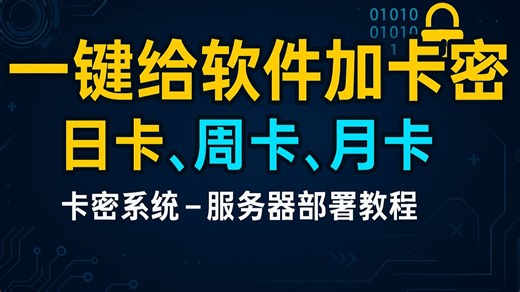 给软件加卡密，可生成日卡，周卡，月卡等，远程服务器部署教程，完全免费，小白也能上手！