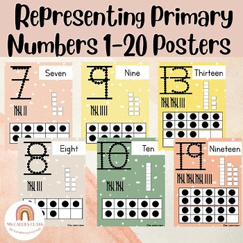 Primary Numbers Posters 1-20-Representing Numbers- Word, Number, Base 10, Tally