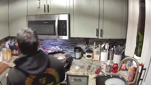 Oil Catches Fire in Pan While Man Cooks in Kitchen