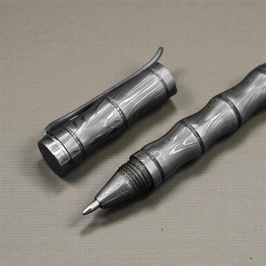 Handmade Damascus Steel Ballpoint Pen | Capped Office Writing Pen - Etsy