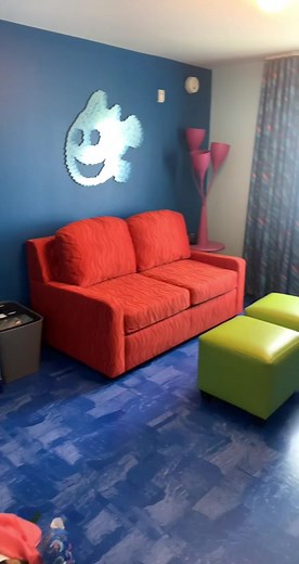 The Finding Nemo Family Suite at Art of Animation - there is another bathroom and the table is a murphy bed #disneyworldresorts #disneyvacation #disney #nemo #artofanimationresort #nemoroom