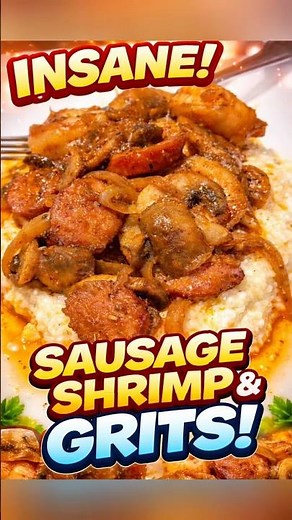 Loaded Shrimp & Sausage Breakfast Grits 🔥 #fyp #cooking #shorts