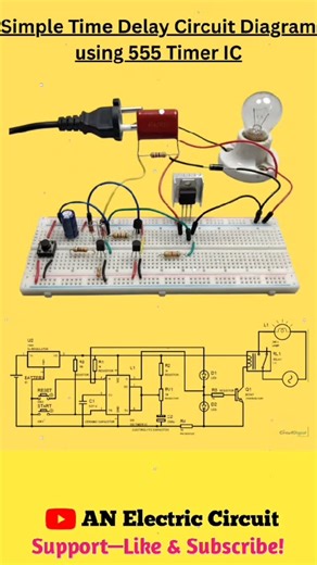 AN Electric Circuit on Instagram: "Simple Time Delay Circuit Diagram Using 555 Timer IC #electronics #electronicsengineering #electronicslab"