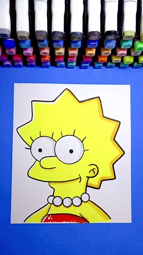 Lisa Simpson BUT different 🤫 #lisasimpson #simpson #posca #markers #markerartwork #poscapaintpens #paintpens #paintmarkers #creative | pinoxart