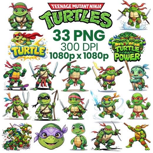 Ninja Turtles Clipart Bundle: Turtle Power PNG, Comic Style PNG, T-shirt Designs (digital Download) - Etsy