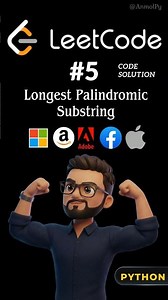 #5 Leetcode [ Longest Palindrome Substring ] using Python 🐍 #python #leetcode #dsa #anmol #code