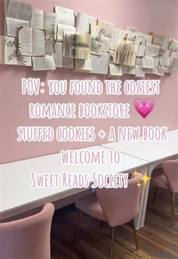 Just imagine… A romance book, a coffee, and a cozy pink chair waiting for you. 💗 This little table at Sweet Reads Society is the perfect place to sit down, read, work, snack on a stuffed cookie, and enjoy a quiet moment. 📚☕🍪 Coming soon to Newton Falls, OH📍 Question is… are you reading here or working here first..? Drop your answer in the comments below!🤍 #romancebooks #bookstore #bookish #book #booktok