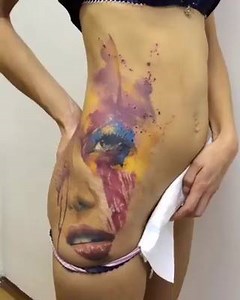 Beautiful Water Color Hip Tattoo byJakub Zitka