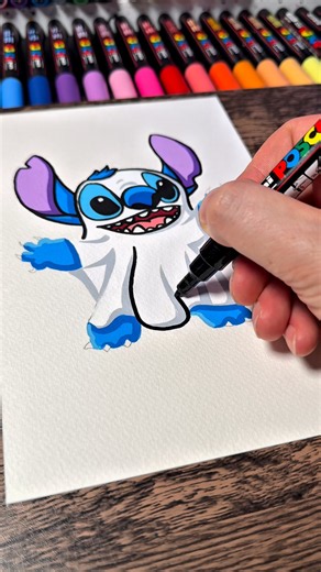 Drawing Ghost Stitch for Halloween 👻🎃 #drawing #art #stitch #halloween