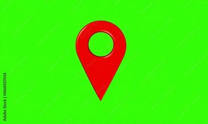 Red map pin marker icon set for location and navigation with various designs suitable for maps and GPS apps on green screen background Stock Video