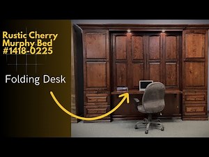 Rustic Cherry Murphy Bed with fold down desk Style 1418-0225