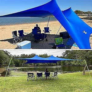 Big Tuna Shades - Giant Windproof Portable Shade - 15' x 15' - Sturdy - Customizable - Pop Up Canopy Tent for Beach/Lake/Camping