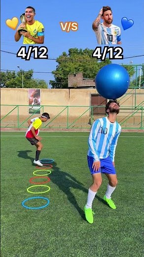 Ronaldo Ring Switch Footwork⚡ vs Messi Gym Ball Header Control 🔥 Who takes this round?😎⚽#football