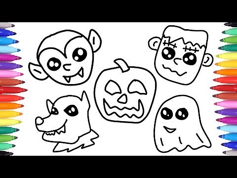 How to Draw Halloween Masks for Kids, Halloween Coloring Pages for Children