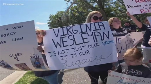 Virginia Wesleyan University alumni protest name change to Batten University over homecoming weekend