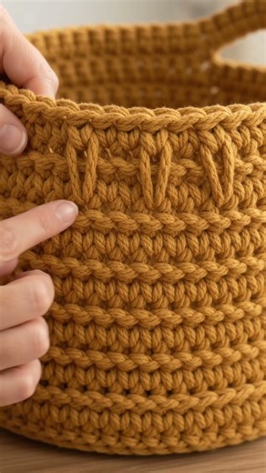 Flat circle → sturdy crochet basket 💛🧶