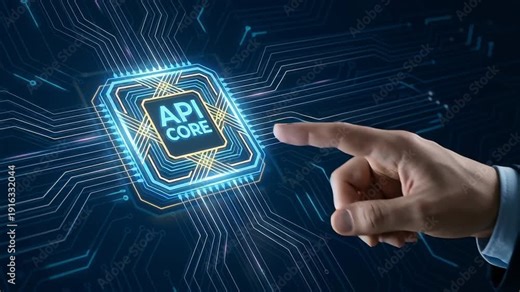 API integration system core cloud autonomous task SaaS development technology digital circuit interface connection data network innovation software AI cloud technology