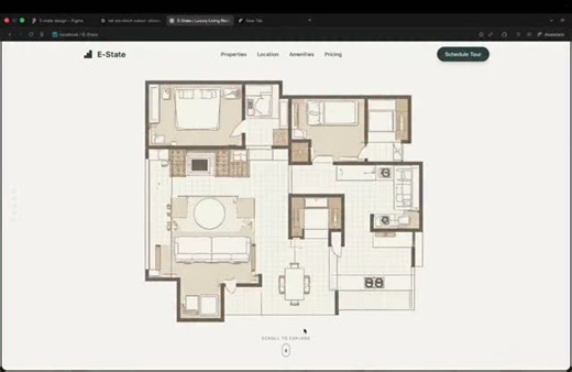 Jay | Strategist | Architect on Instagram: "Designing spaces where engineering precision meets architectural beauty 🏙️✨ Honored to craft the digital experience for **E‑State** — premium 2, 3 & 4 BHK luxury residences in the heart of Mumbai, with infinity pool, smart homes, and world‑class amenities. [localhost](http://localhost:3000/#properties) #uxdesign #uidesign #webdesign #landingpage realestate luxuryhomes mumbairealestate modernliving premiumresidences designinspiration dailyui webdesigne